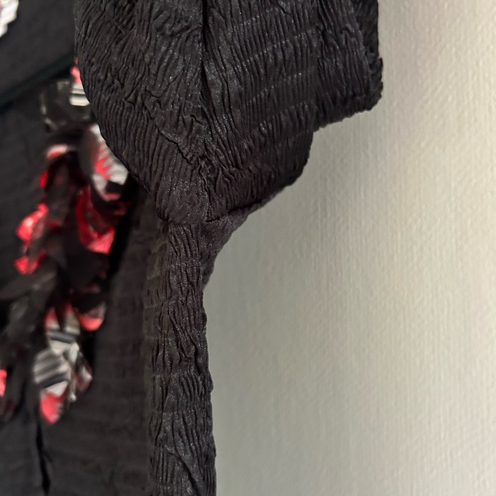 Y2K ALBERTO MAKALI Bell Sleeve Crinkle Split Hem Top Whimsigoth Witchy Goth Sz L - Picture 7 of 14